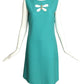 PIERRE CARDIN HAUTE COUTURE- c.2000 Turquoise Rayon Knit  A-Line Dress, Size 8