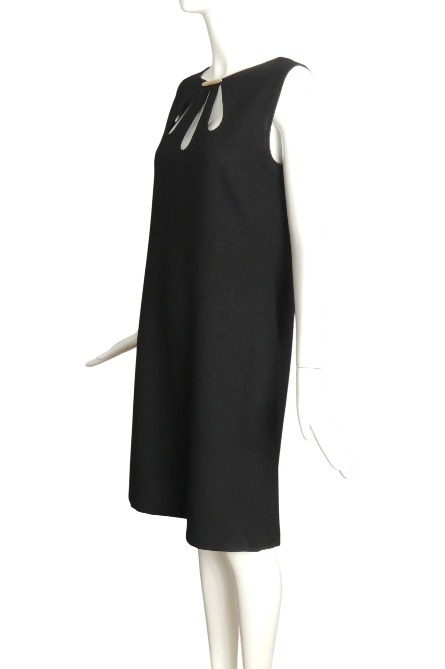 PIERRE CARDIN HAUTE COUTURE- Black Rayon Knit  A-Line Dress, Size 8