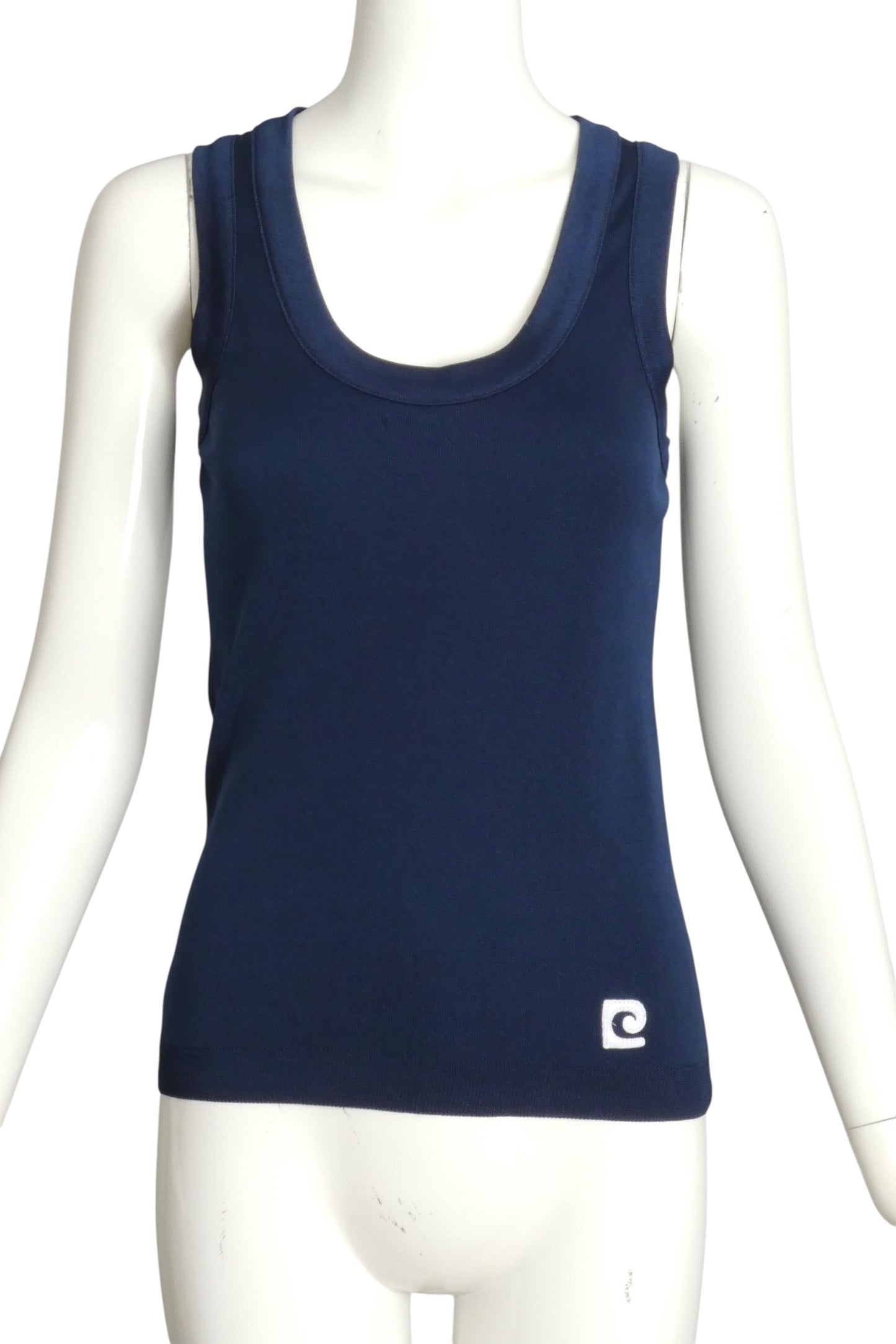 PIERRE CARDIN- 1970s Blue Knit Tank Top, Size 4