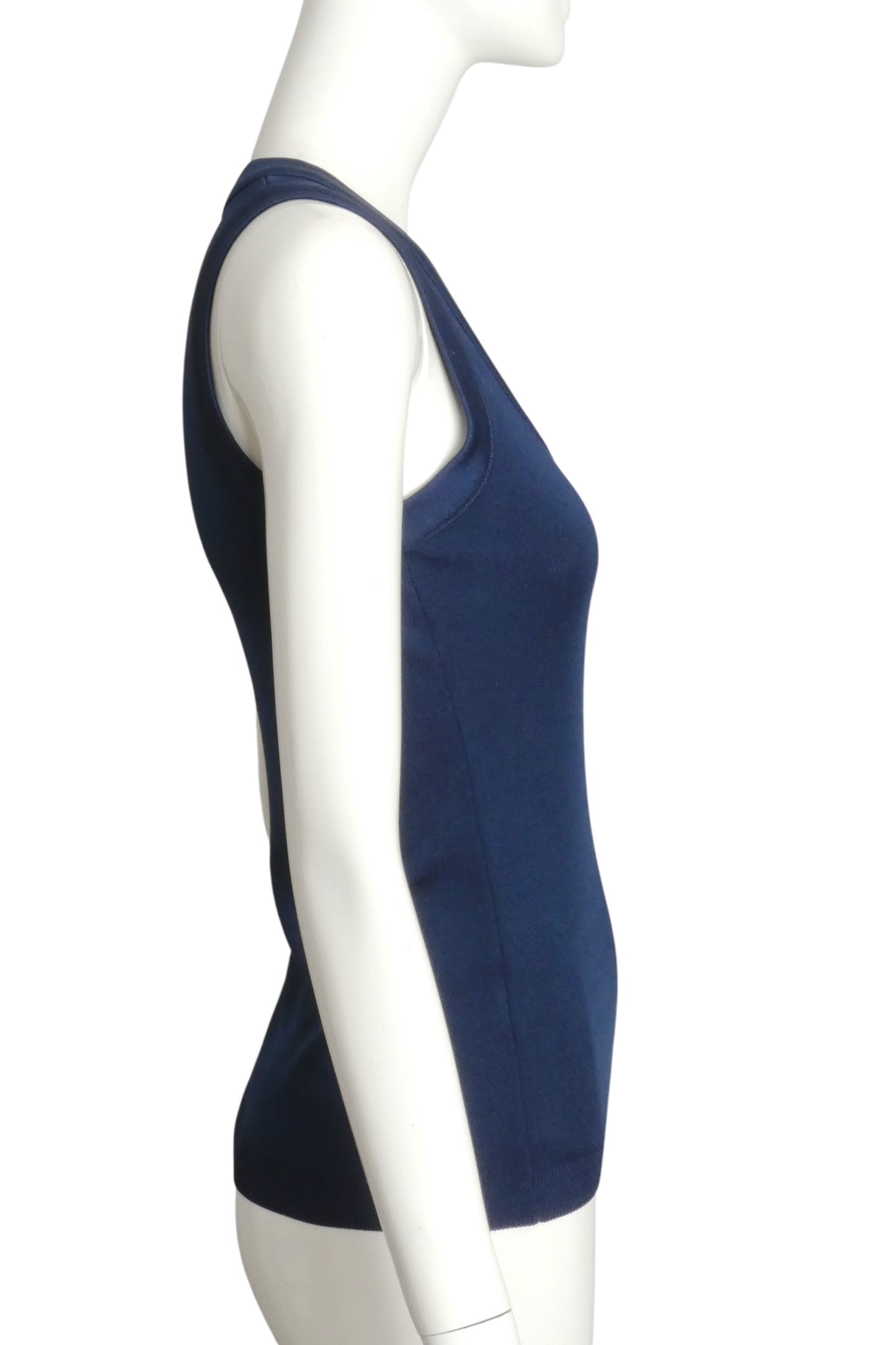 PIERRE CARDIN- 1970s Blue Knit Tank Top, Size 4