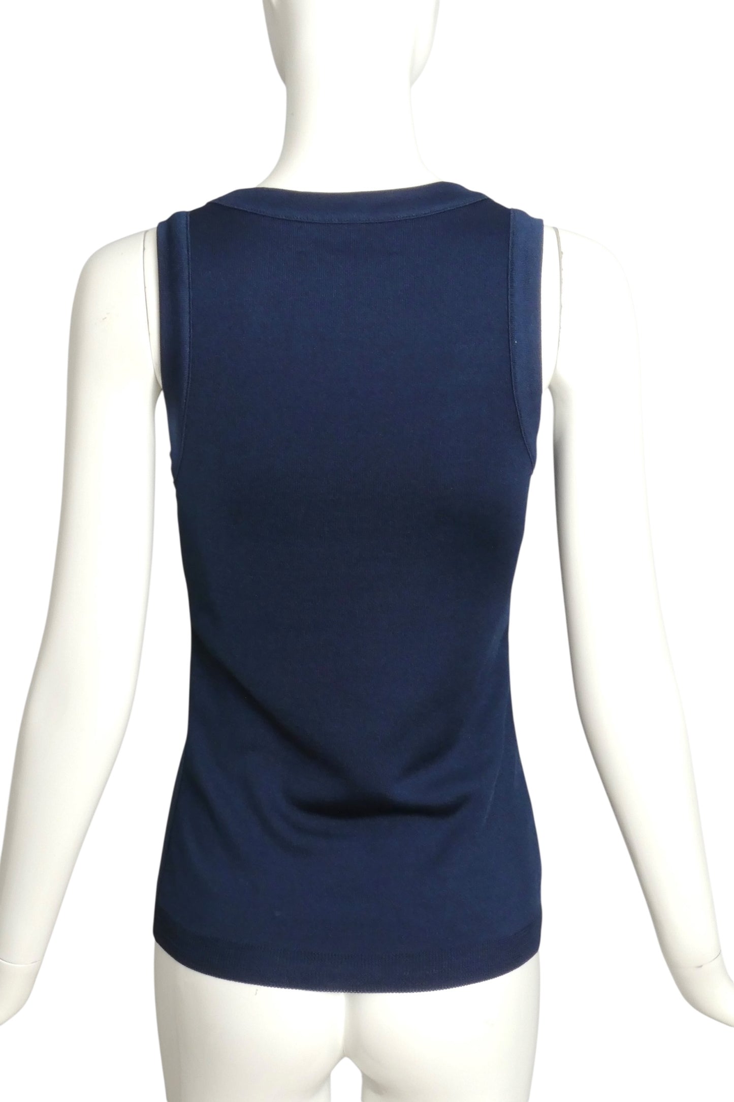 PIERRE CARDIN- 1970s Blue Knit Tank Top, Size 4