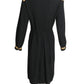 PIERRE CARDIN HAUTE COUTURE- 1970s Suede Trimmed Black Wool Dress, Size 14