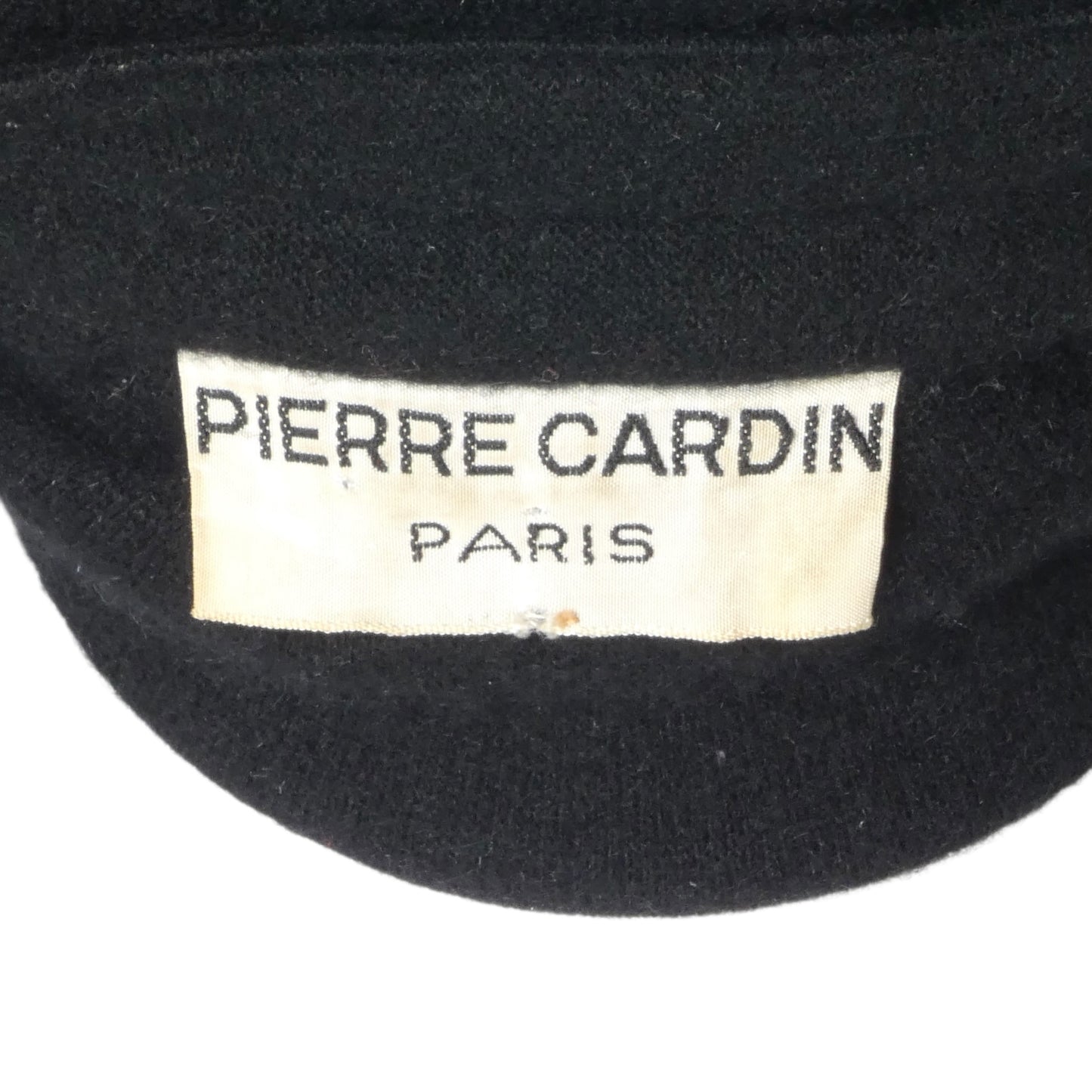 PIERRE CARDIN HAUTE COUTURE- 1970s Suede Trimmed Black Wool Dress, Size 14