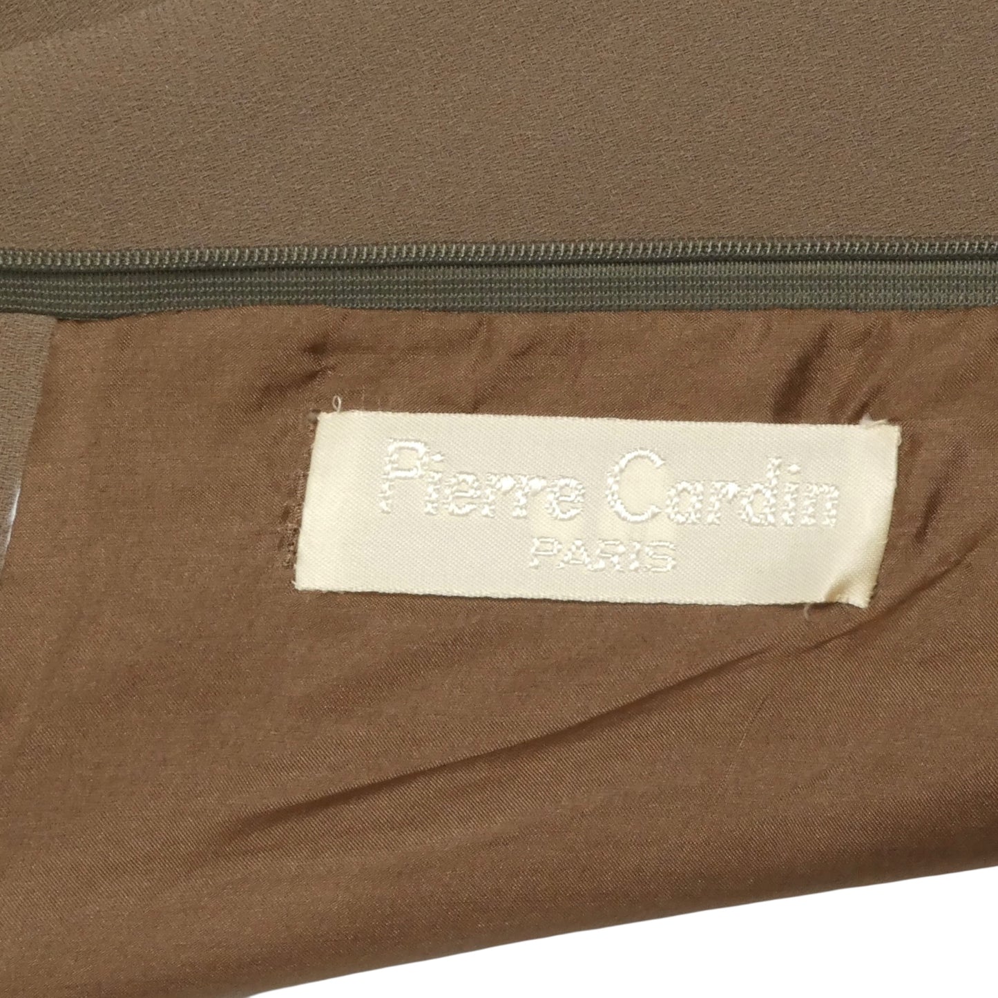 PIERRE CARDIN HAUTE COUTURE- 1990s Taupe Silk Cocktail Dress, Size 12