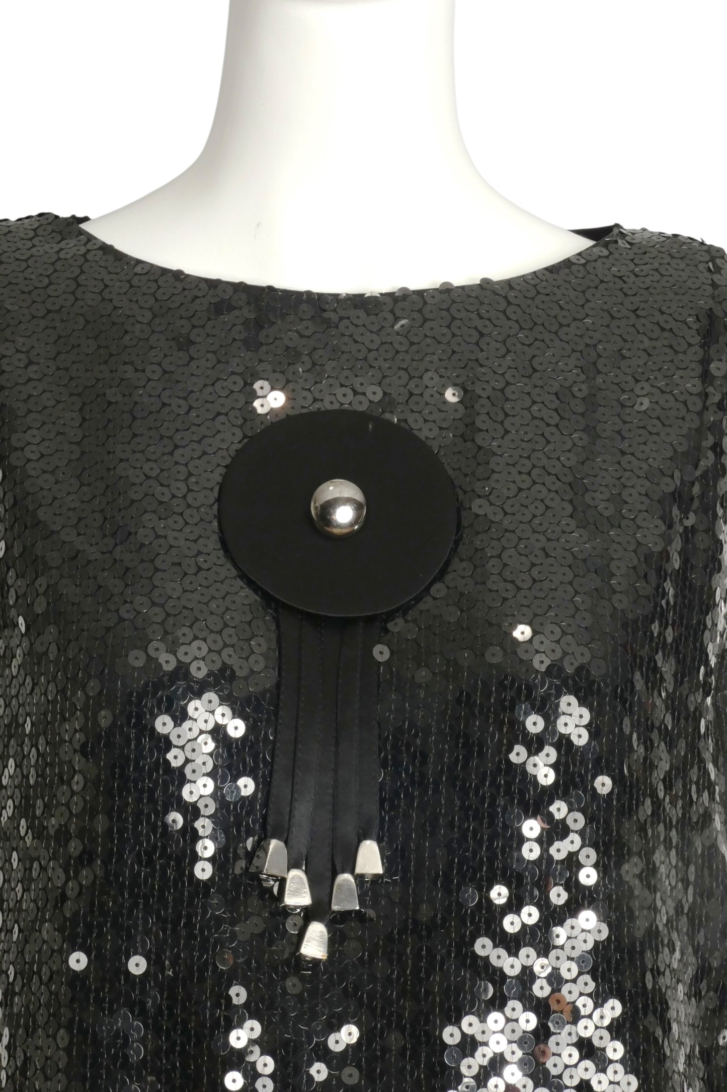 PIERRE CARDIN HAUTE COUTURE- Black Sequin A-Line Dress, Size 8