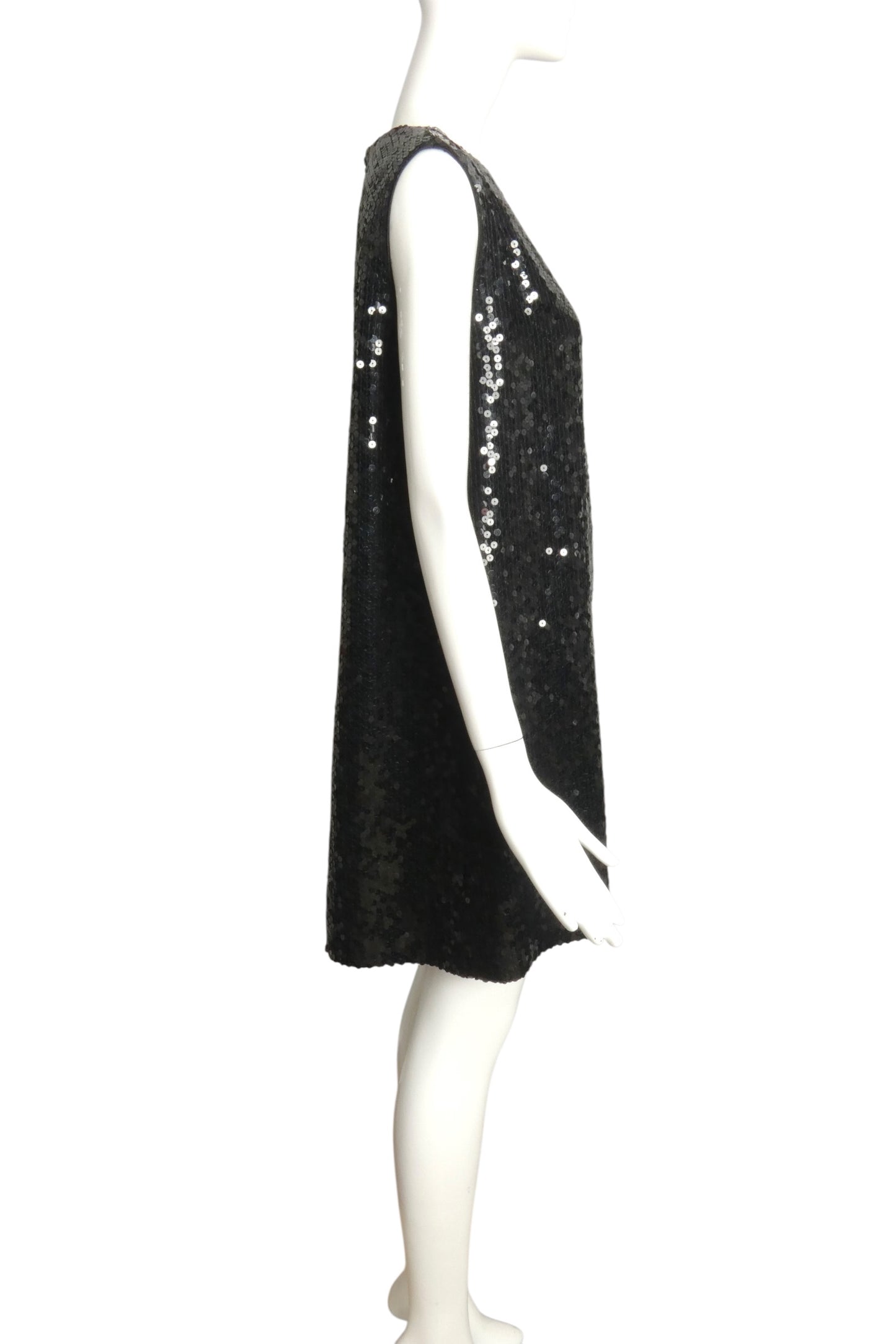 PIERRE CARDIN HAUTE COUTURE- Black Sequin A-Line Dress, Size 8