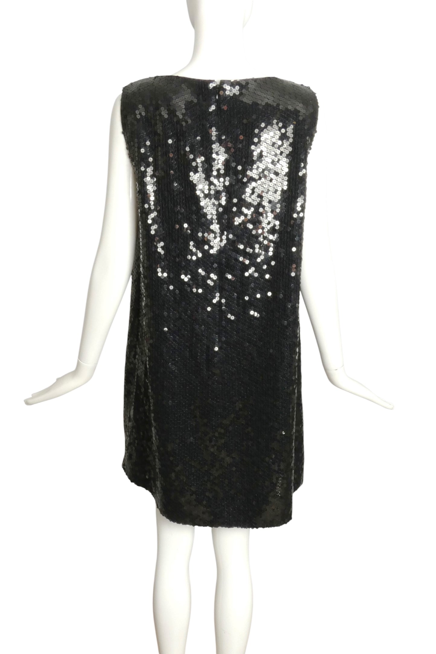 PIERRE CARDIN HAUTE COUTURE- Black Sequin A-Line Dress, Size 8