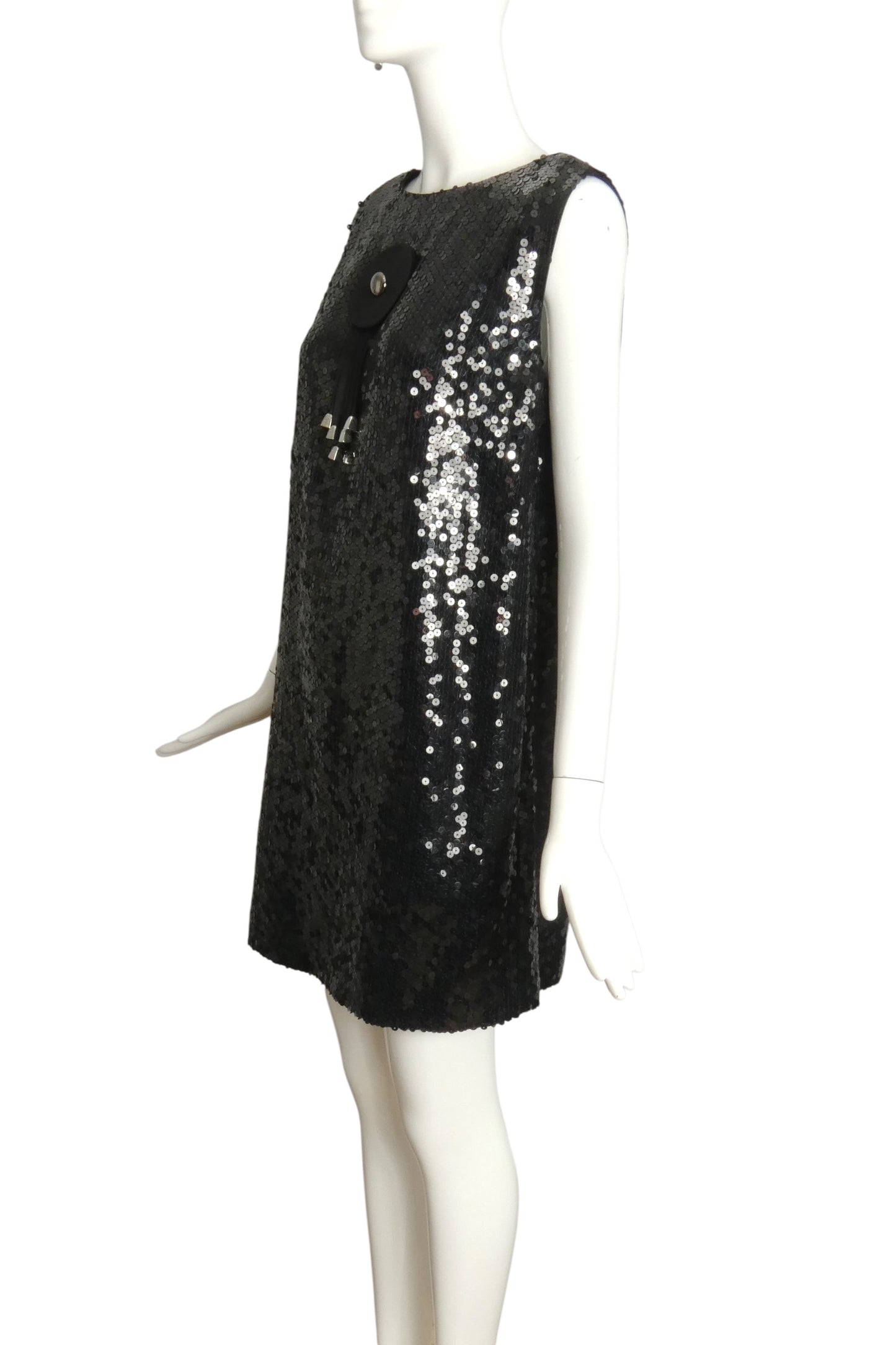 PIERRE CARDIN HAUTE COUTURE- Black Sequin A-Line Dress, Size 8