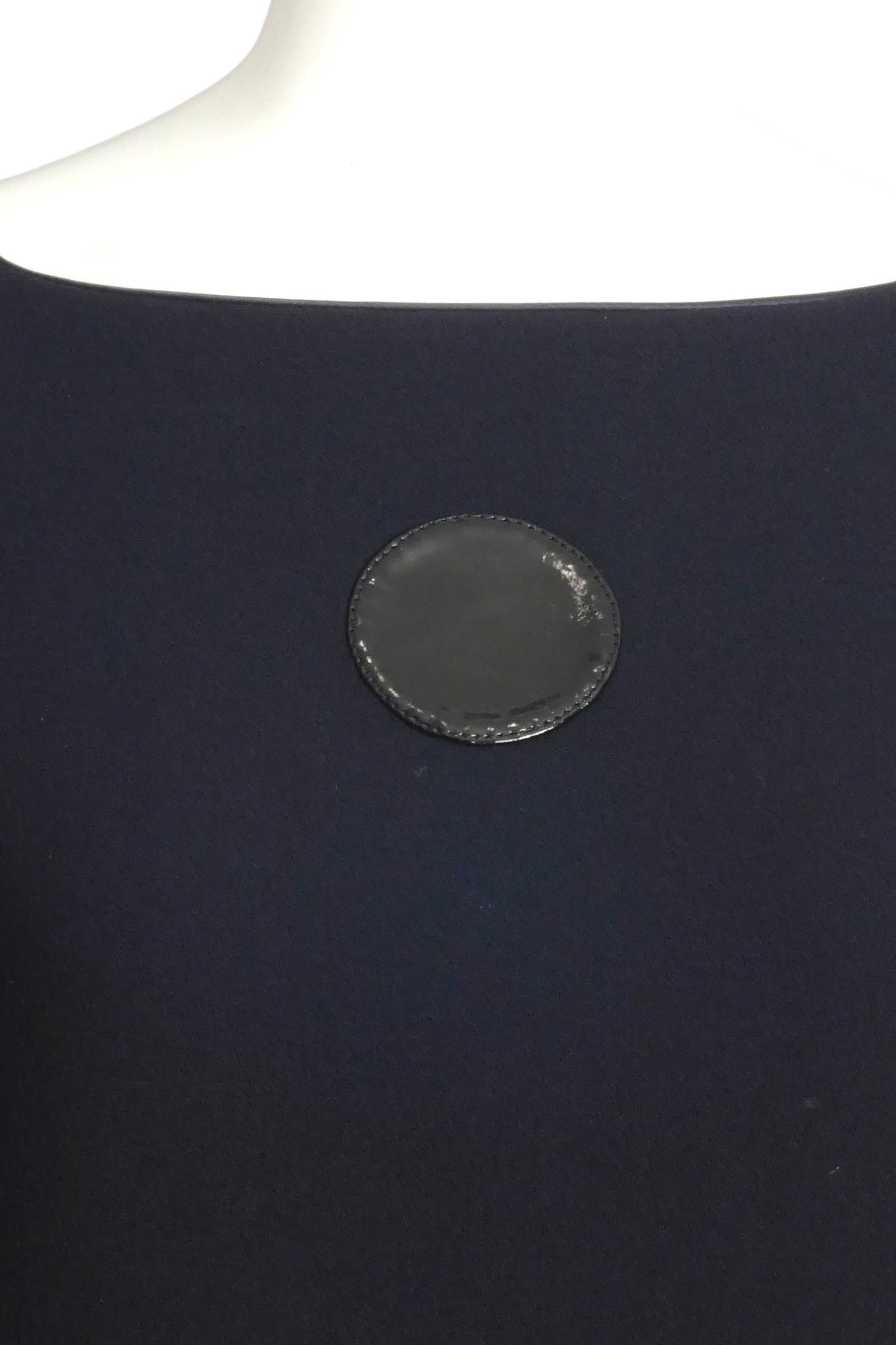 PIERRE CARDIN HAUTE COUTURE- Navy Crepe & Vinyl A-Line Dress, Size 10