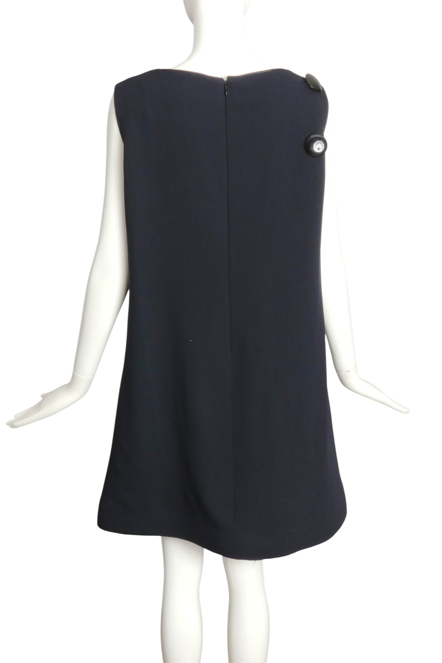 PIERRE CARDIN HAUTE COUTURE- Navy Crepe & Vinyl A-Line Dress, Size 10