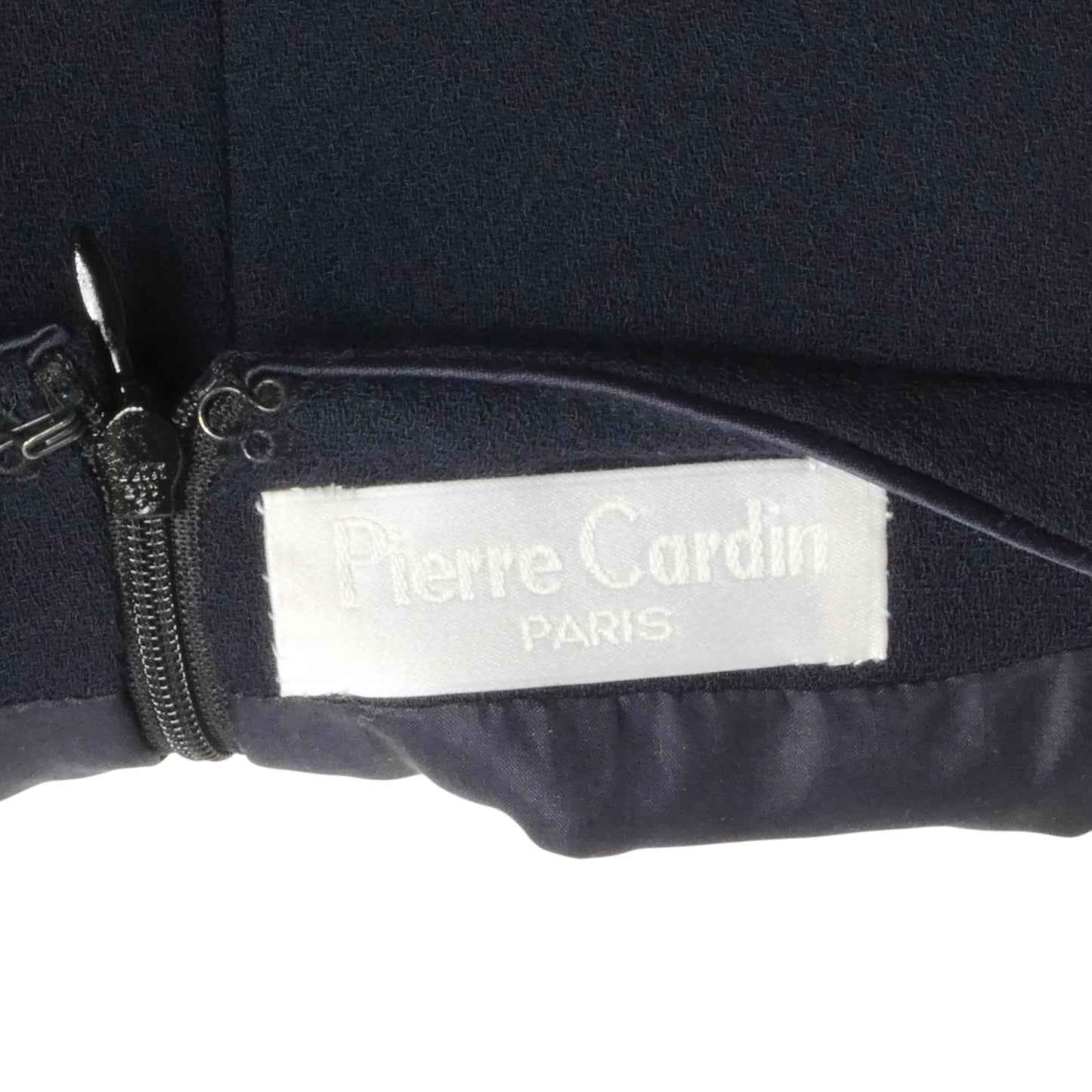PIERRE CARDIN HAUTE COUTURE- Navy Crepe & Vinyl A-Line Dress, Size 10