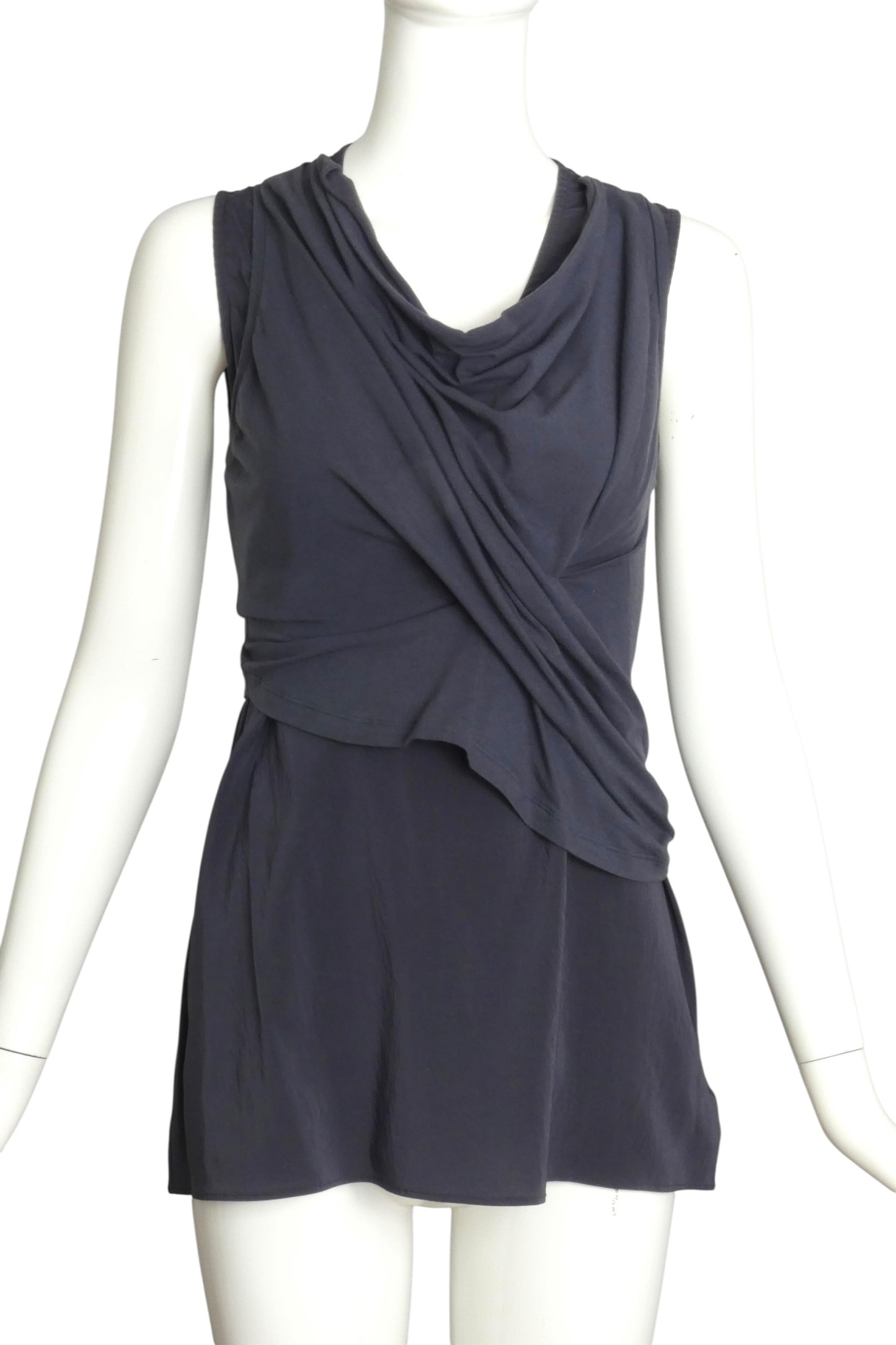 BRUNELLO CUCINELLI- Slate Blue Double Layer Tank Top, Size 4