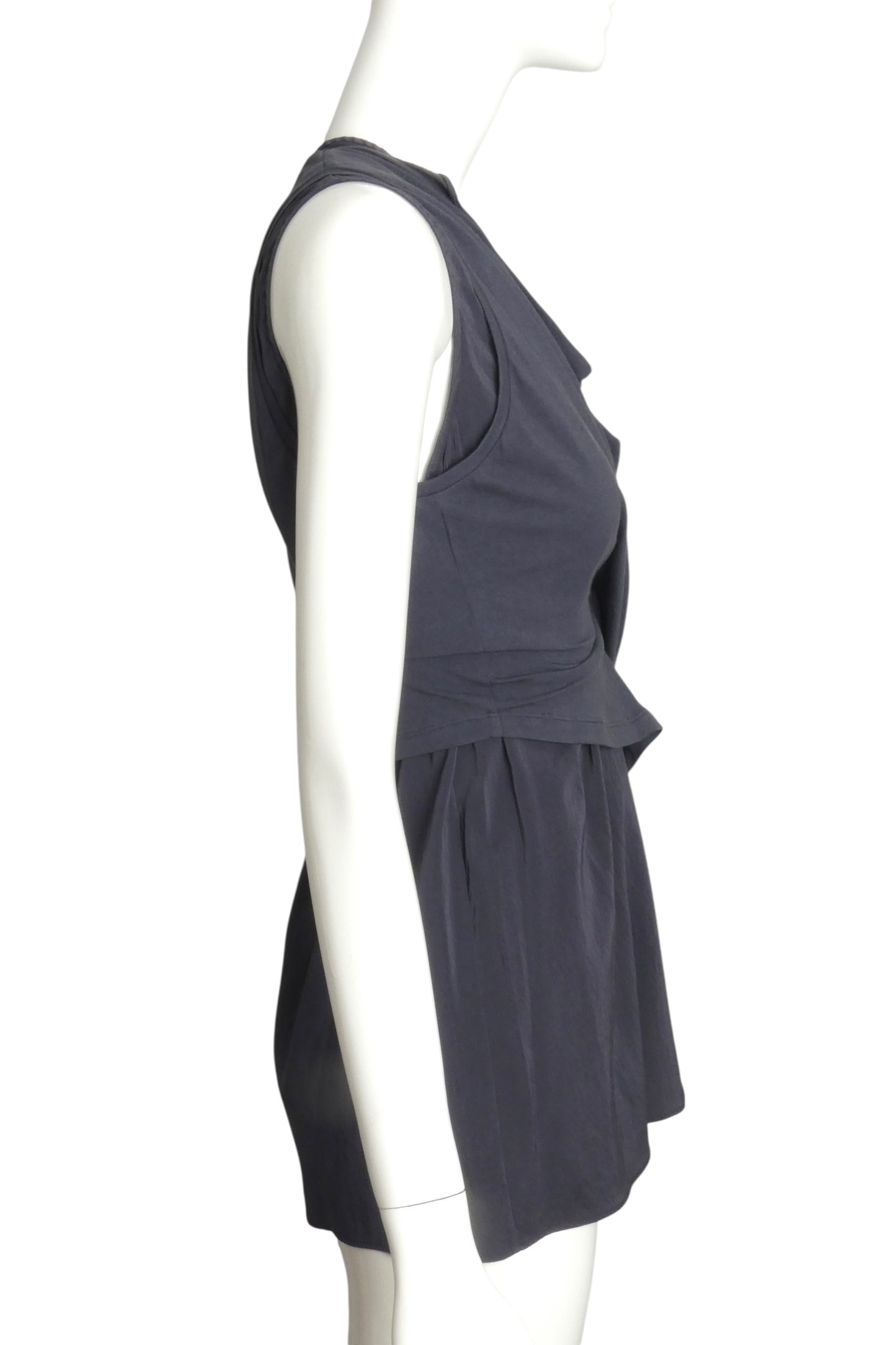 BRUNELLO CUCINELLI- Slate Blue Double Layer Tank Top, Size 4