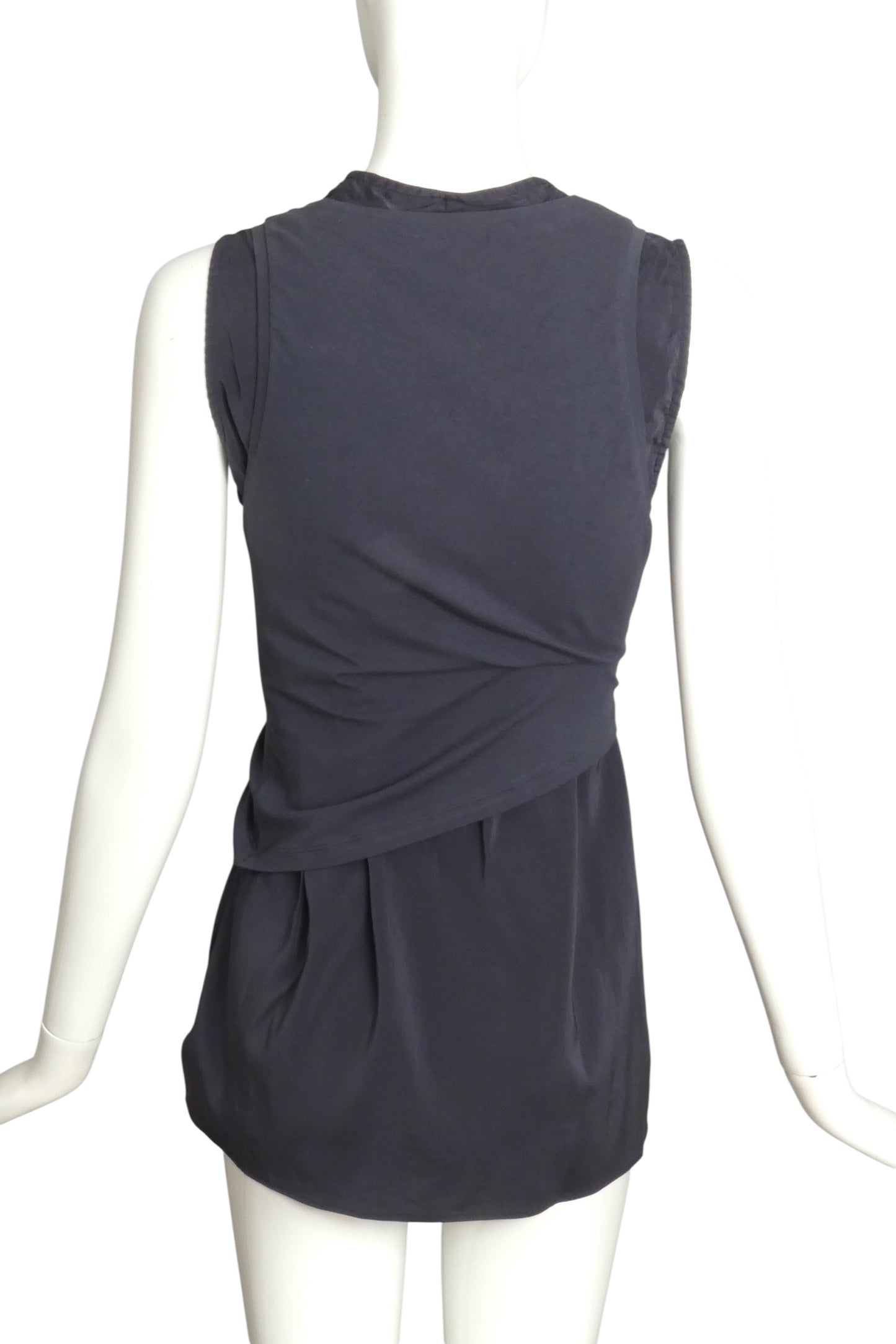 BRUNELLO CUCINELLI- Slate Blue Double Layer Tank Top, Size 4
