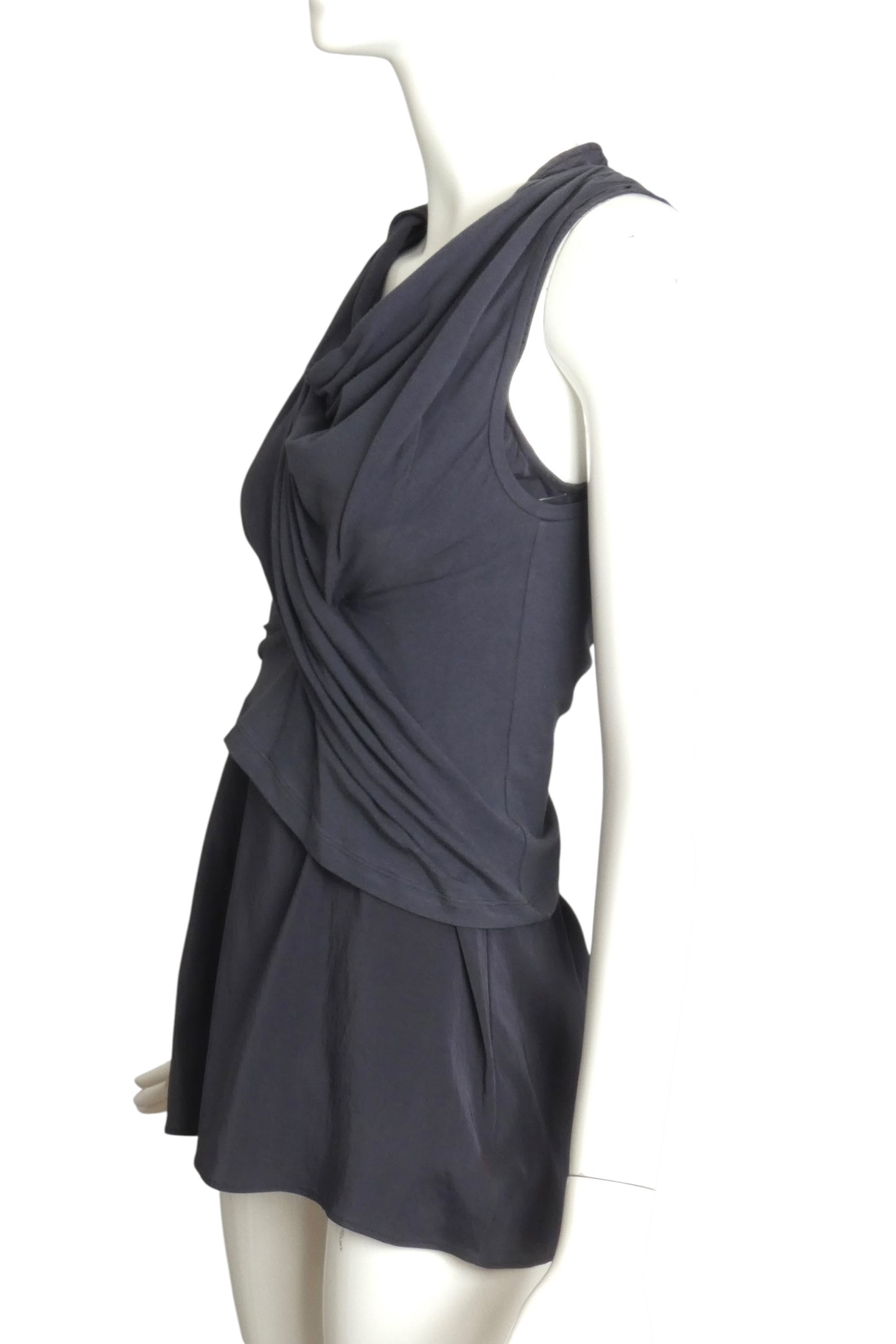 BRUNELLO CUCINELLI- Slate Blue Double Layer Tank Top, Size 4
