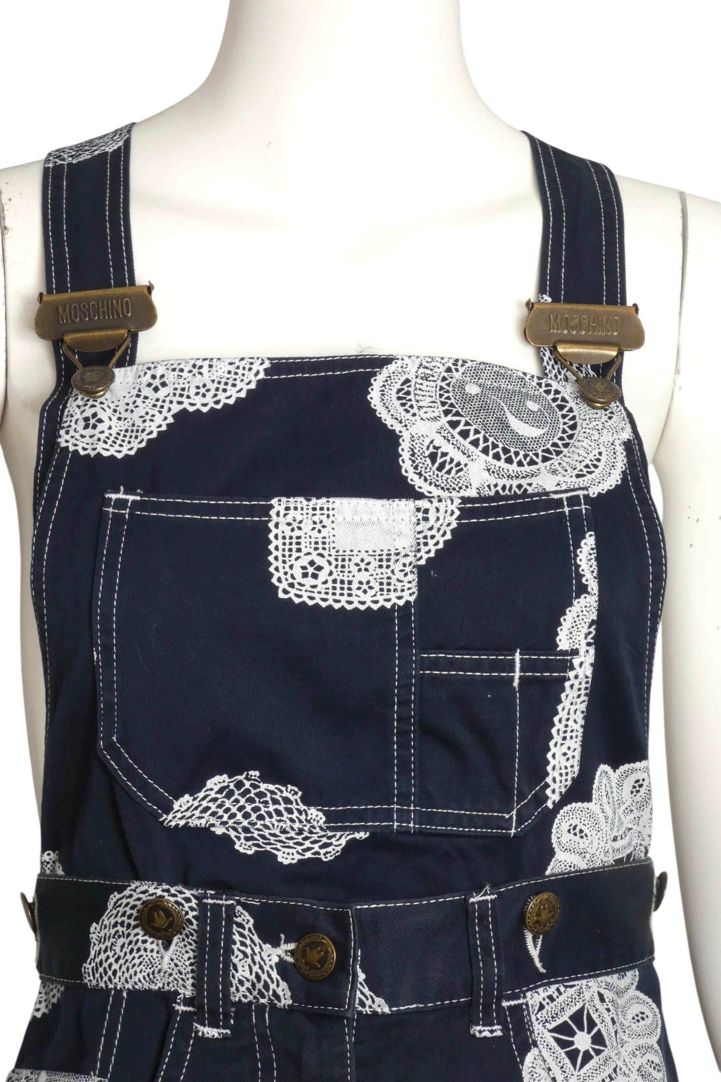 MOSCHINO JEANS- 1990s Detachable Denim Bib Skirt, Size 2