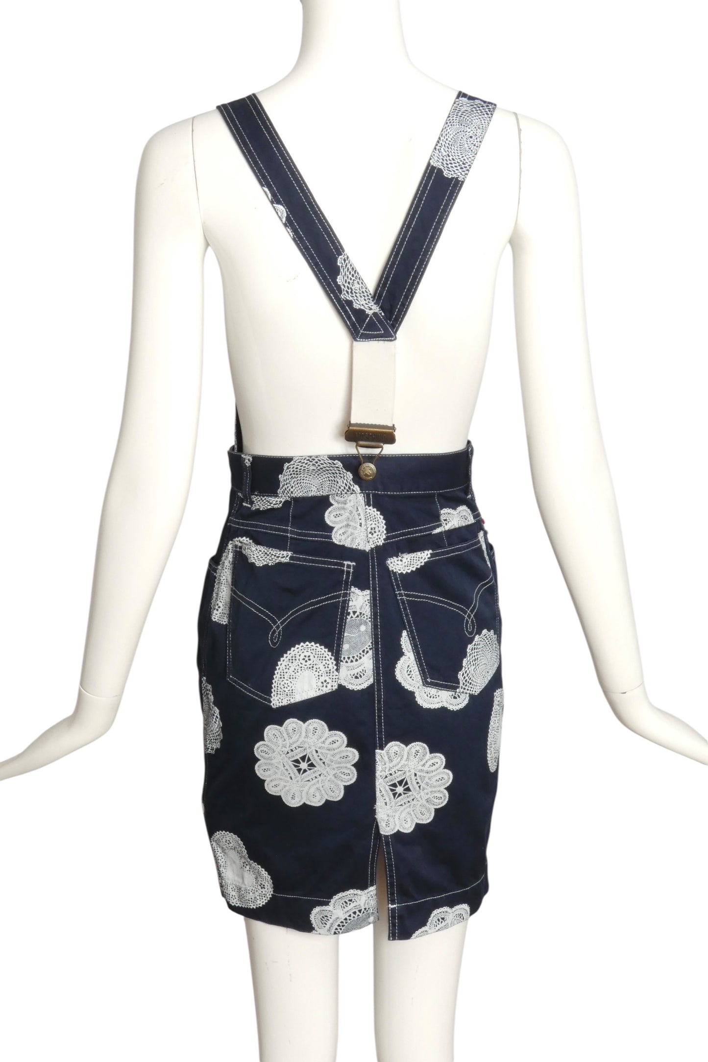 MOSCHINO JEANS- 1990s Detachable Denim Bib Skirt, Size 2