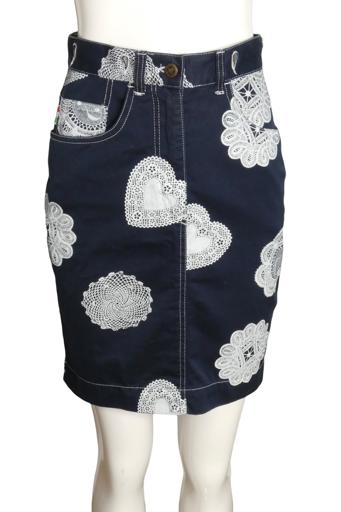 MOSCHINO JEANS- 1990s Detachable Denim Bib Skirt, Size 2