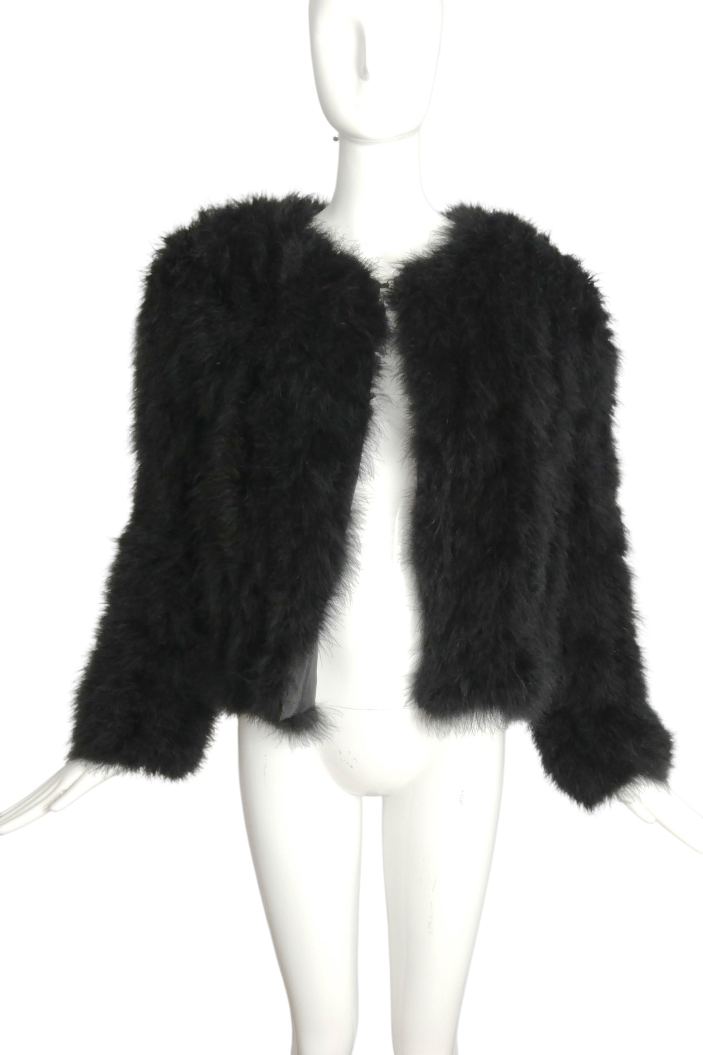 SONIA RYKIEL- 1980s Black Maribou Feather Jacket, Size 6
