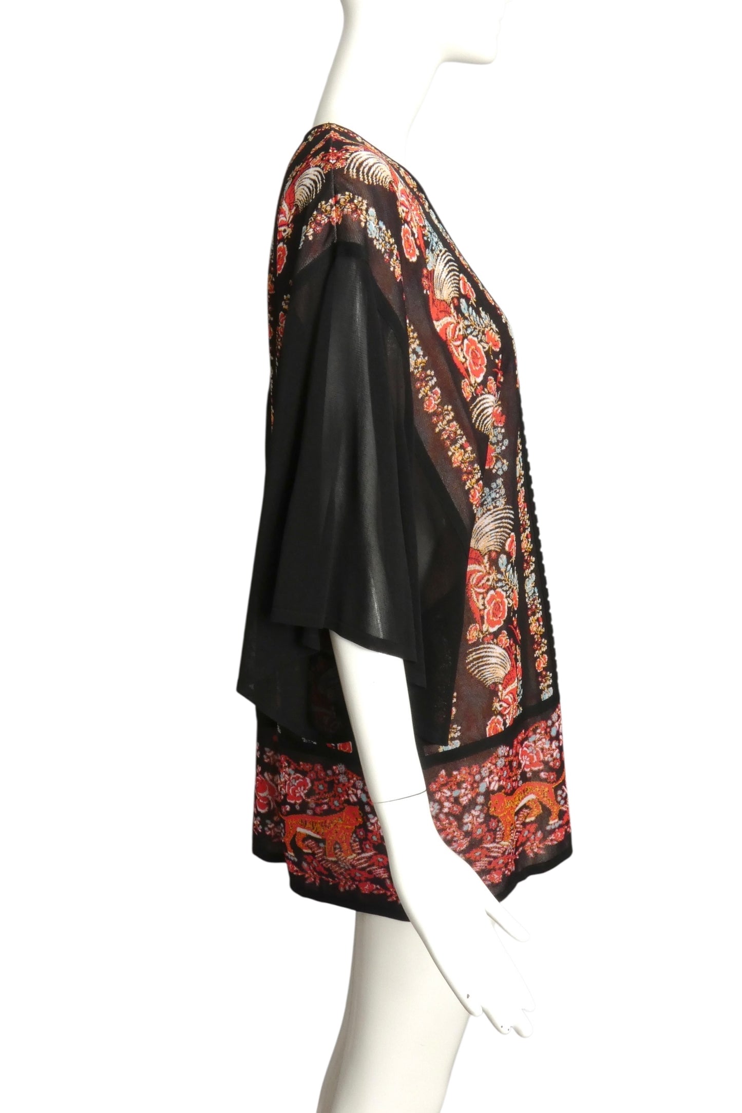 ROBERTO CAVALLI- 2016 Printed Knit Bat Wing Sleeve Top, Size 12