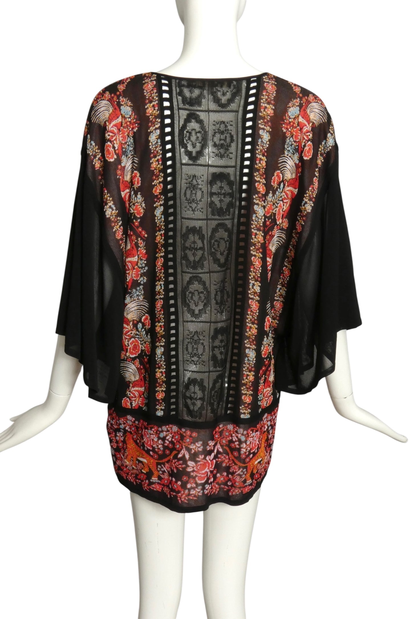 ROBERTO CAVALLI- 2016 Printed Knit Bat Wing Sleeve Top, Size 12