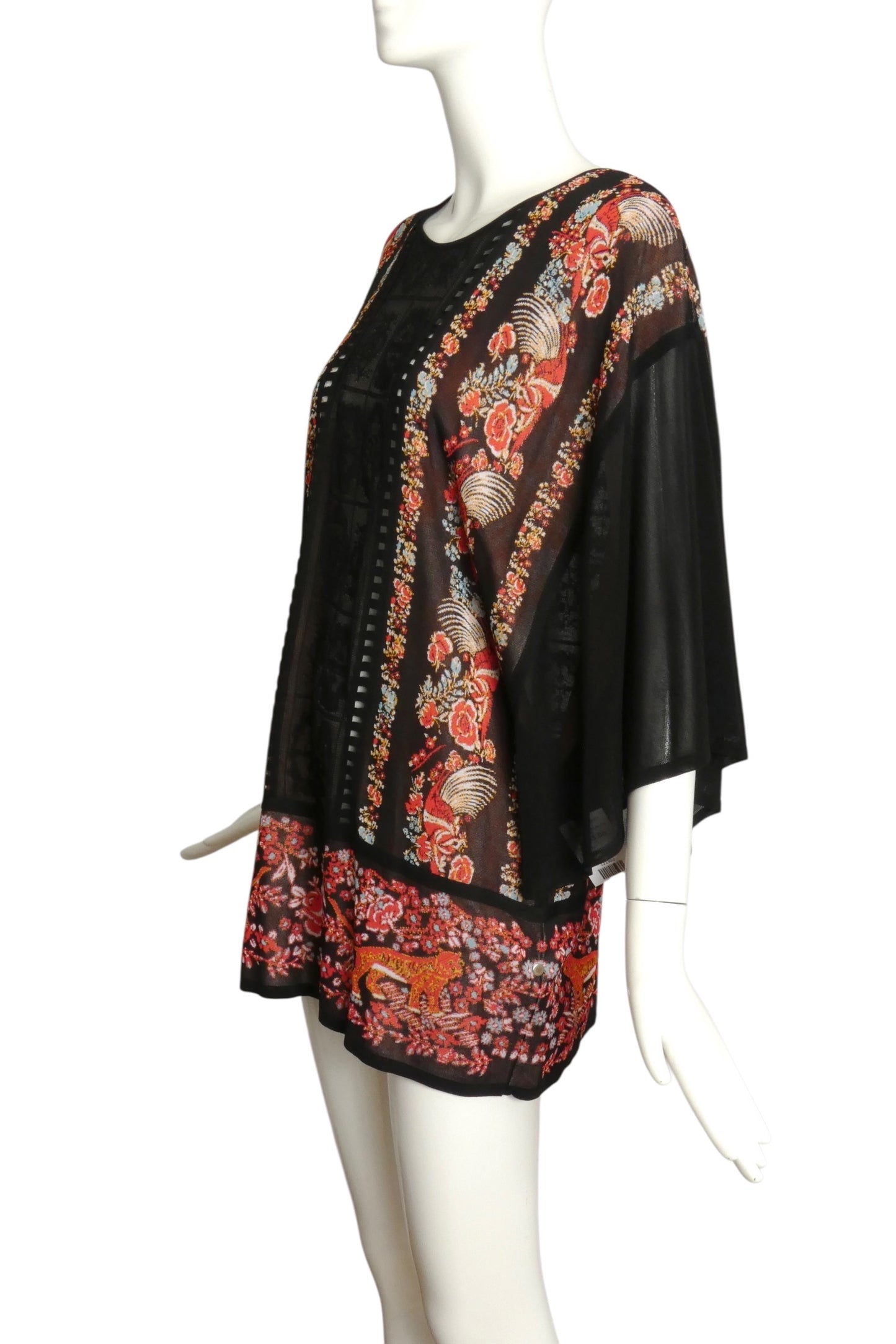 ROBERTO CAVALLI- 2016 Printed Knit Bat Wing Sleeve Top, Size 12