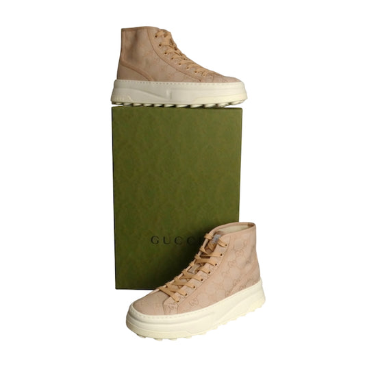 GUCCI- NIB New Canvas GG High Top Sneakers, Size 40