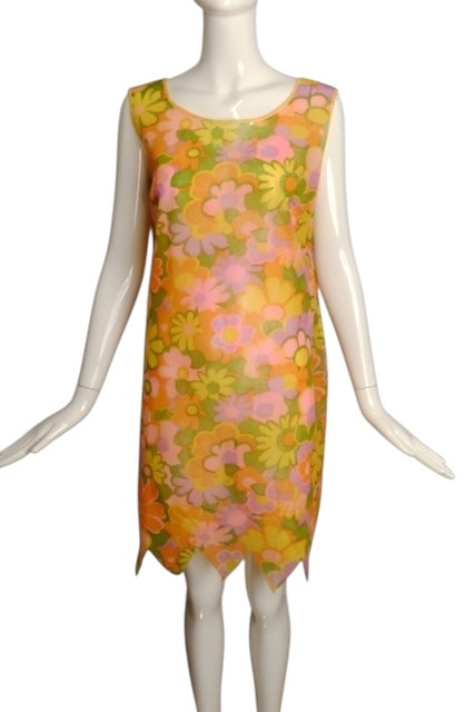 1960s Floral Paper Dress, Size 8