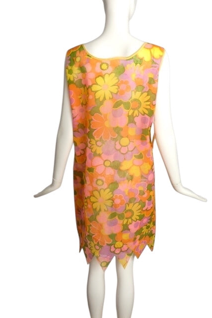 1960s Floral Paper Dress, Size 8