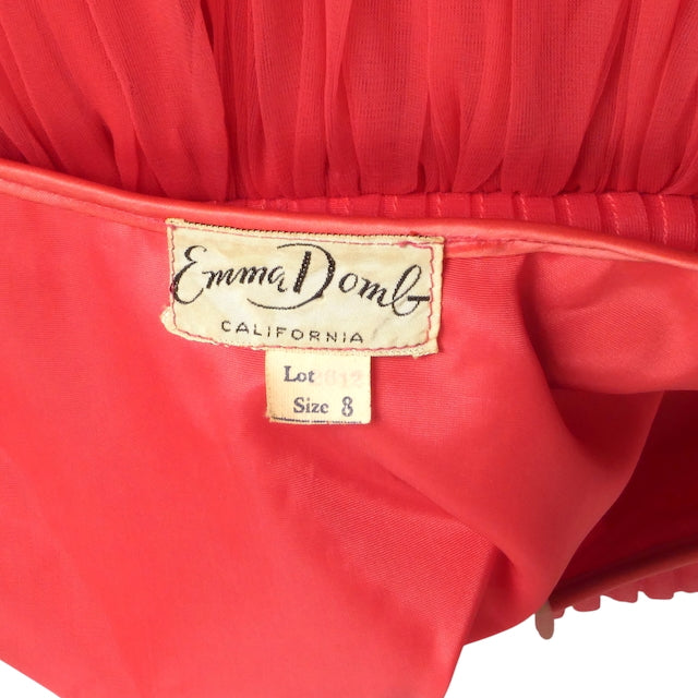 EMMA DOMB- 1950s Coral Party Dress, Size 4