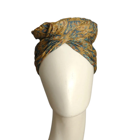 1940s Multi Color Silk Turban