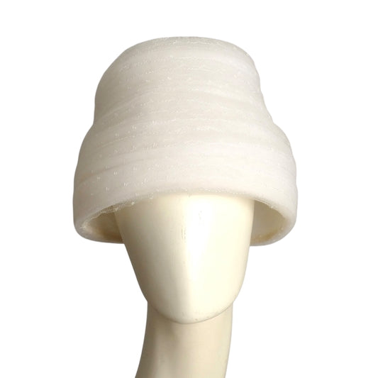 1960s White Sculpted Net Toque