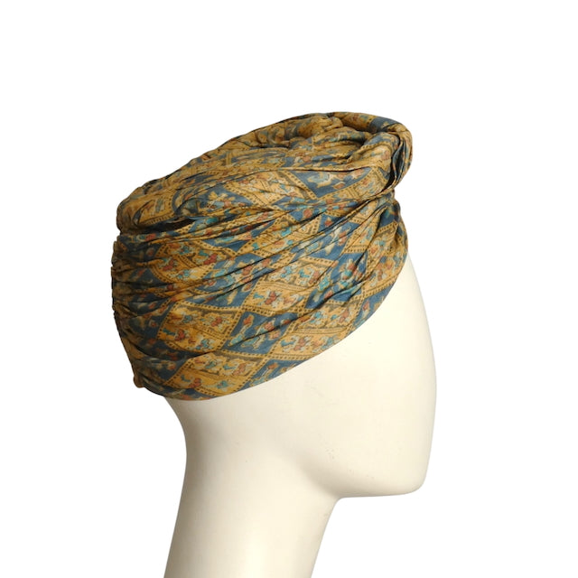 1940s Multi Color Silk Turban