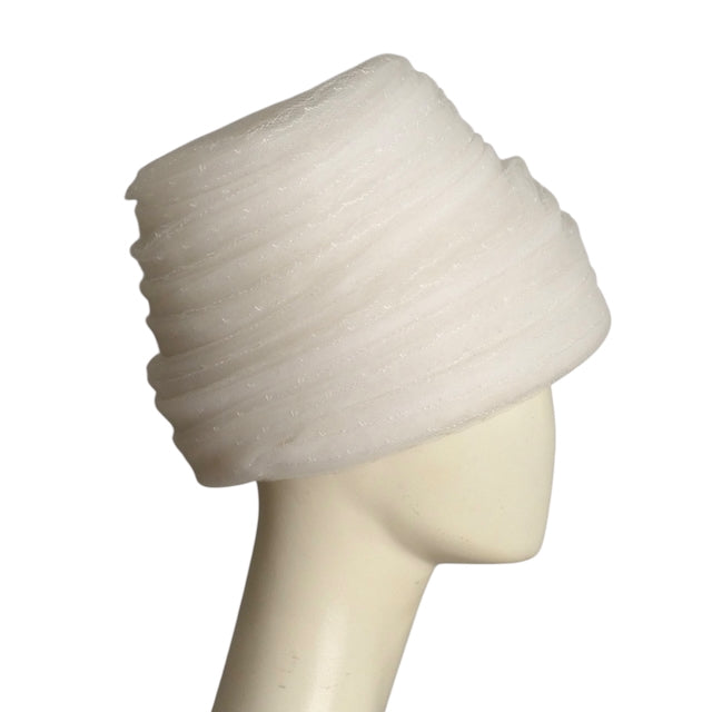 1960s White Sculpted Net Toque