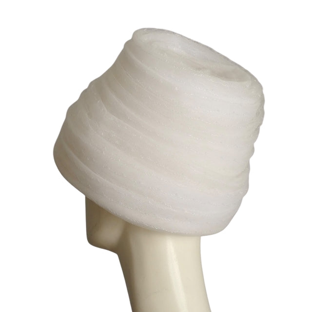 1960s White Sculpted Net Toque