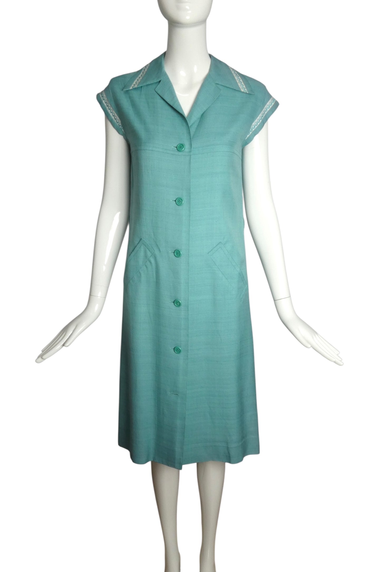 MISS DIOR- 1970s Blue Silk Blend Dress, Size 6