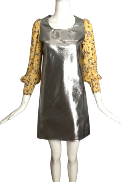 JUNYA WATANABE- 2017 Floral Chiffon & Metallic Dress, Size 4