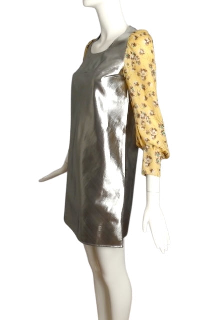 JUNYA WATANABE- 2017 Floral Chiffon & Metallic Dress, Size 4