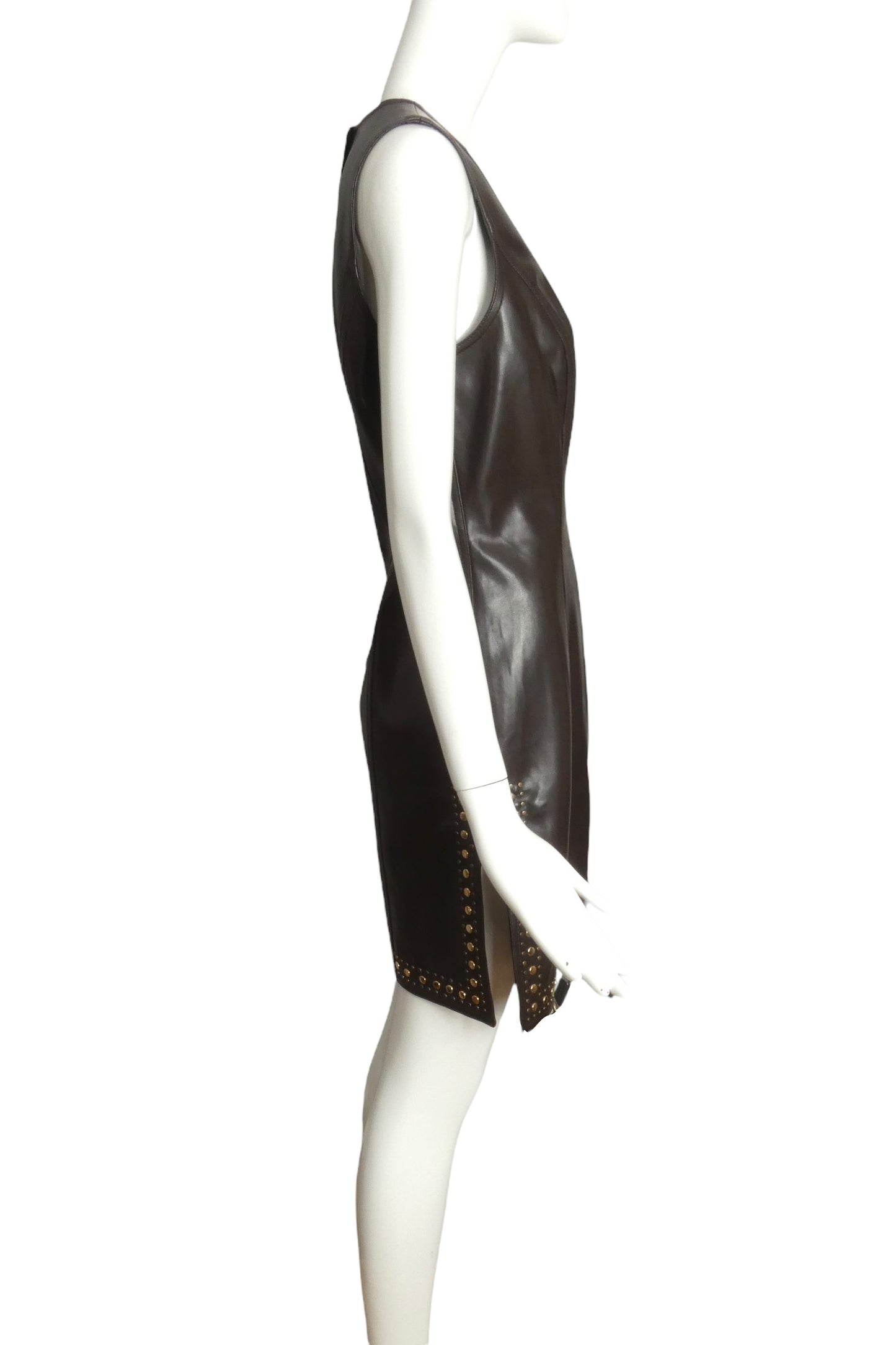 MOSCHINO JEANS- 1990s Brown Studded Dress, Size 12