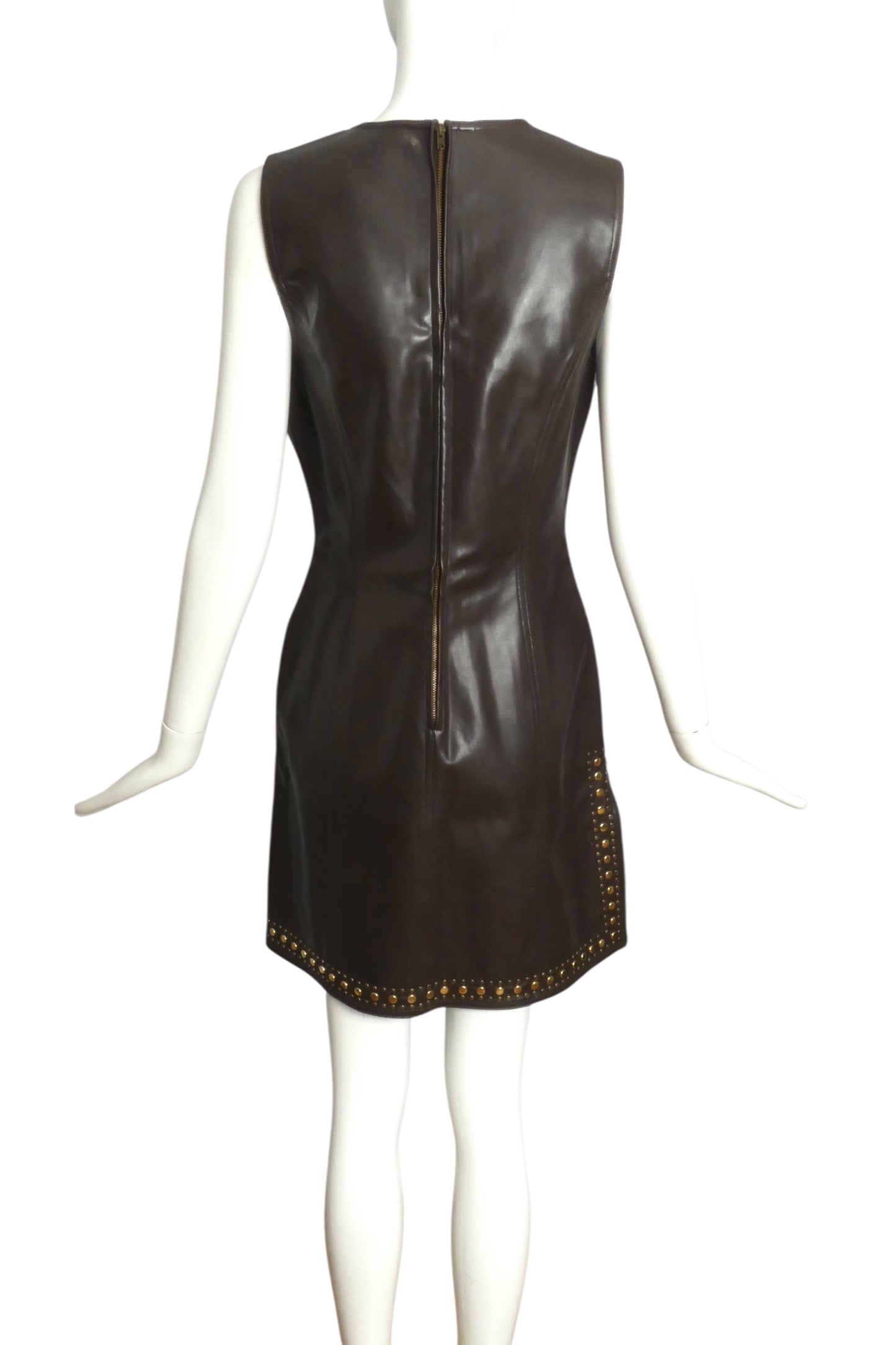 MOSCHINO JEANS- 1990s Brown Studded Dress, Size 12
