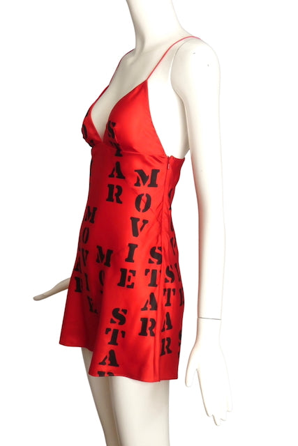 MOSCHINO COUTURE- NWT 2020 Red Print Satin Romper, Size 2