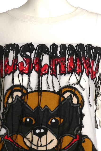MOSCHINO COUTURE- NWT 2020 Bat Bear Fringe Sweater Dress, Size Small