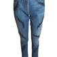 MOSCHINO COUTURE- NWT 2020 Embroidered Denim Stitches Jeans, Size 6