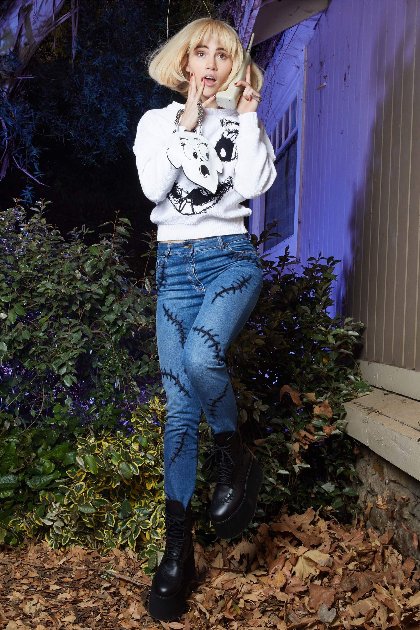 MOSCHINO- NWT 2020 White Leather GHOST Purse