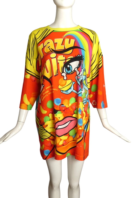 MOSCHINO COUTURE!- NWT 2018 Crazy Fruits Cereal Print Dress, Size XXS