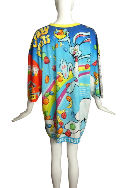 MOSCHINO COUTURE!- NWT 2018 Crazy Fruits Cereal Print Dress, Size XXS