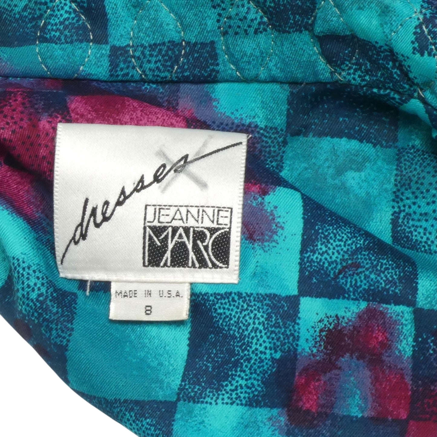 JEANNE MARC- 1980s Multi Color Jacquard Rayon Dress, Size 8