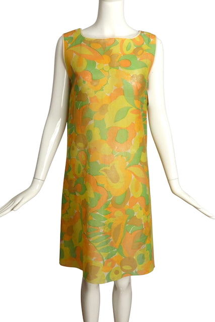 1960s Disposable Floral Paper Dress, Size 6