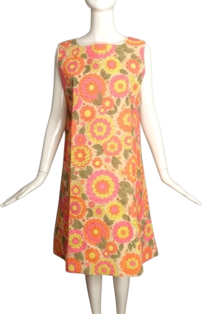 1960s Floral Paper Dress, Size 8