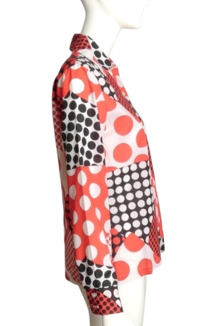 1970s Multi Color Polka Dot Blouse, Size 6